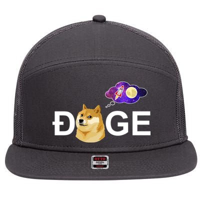Doge To The Moon Galaxy Cryptocurrency 7 Panel Mesh Trucker Snapback Hat