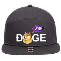Doge To The Moon Galaxy Cryptocurrency 7 Panel Mesh Trucker Snapback Hat
