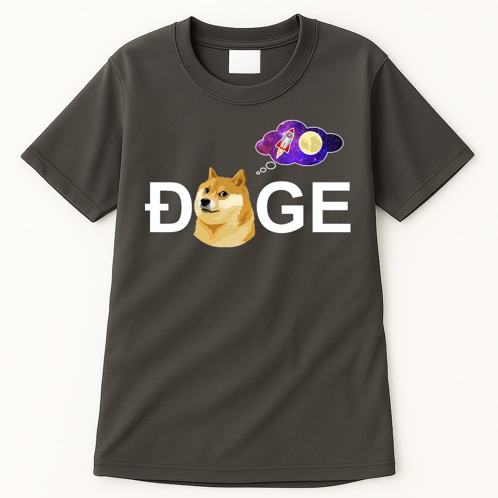 Doge To The Moon Galaxy Cryptocurrency Tall T-Shirt