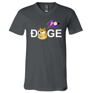 Doge To The Moon Galaxy Cryptocurrency V-Neck T-Shirt