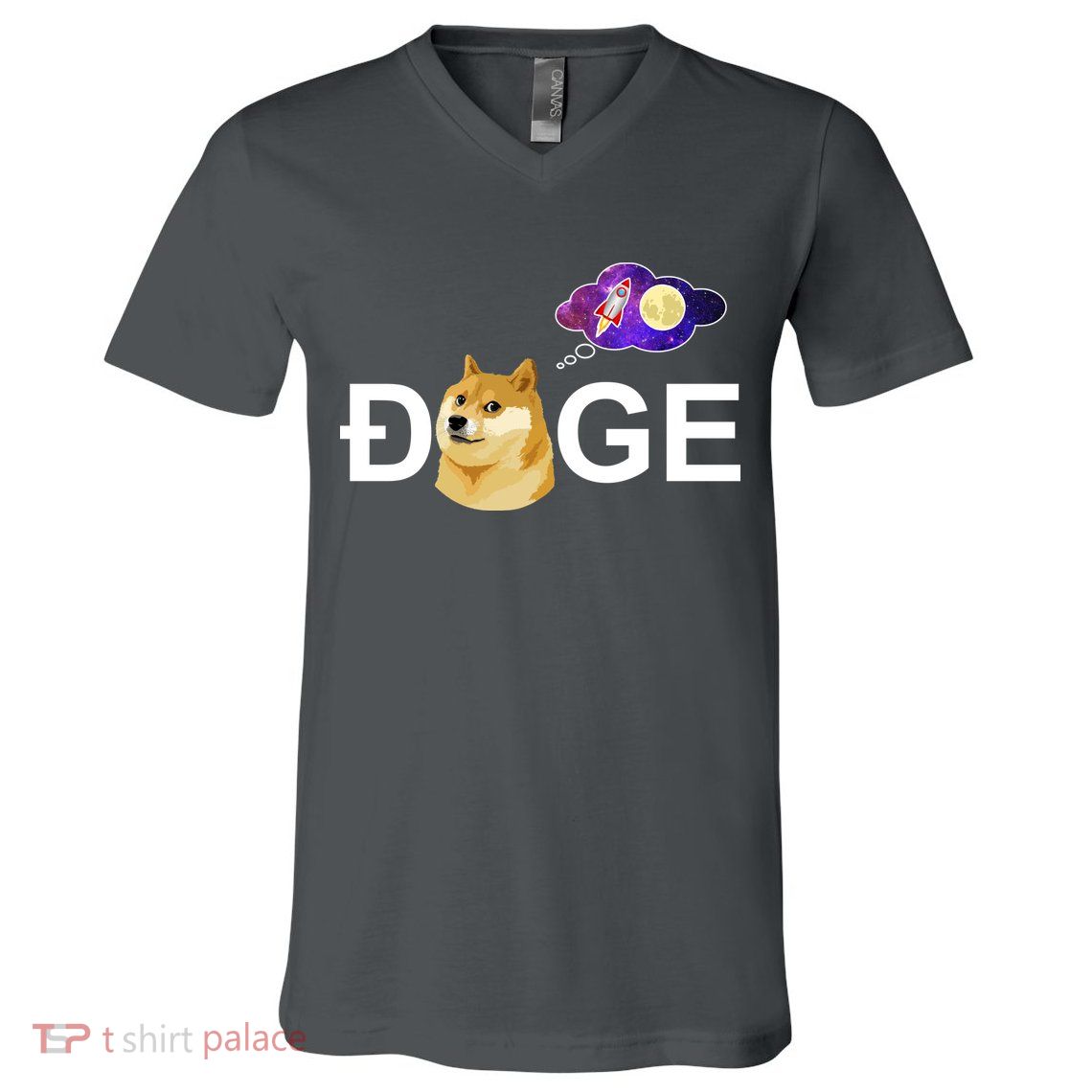 Doge To The Moon Galaxy Cryptocurrency V-Neck T-Shirt