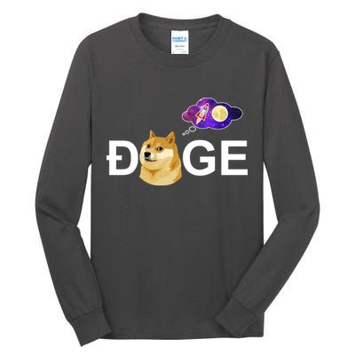 Doge To The Moon Galaxy Cryptocurrency Tall Long Sleeve T-Shirt