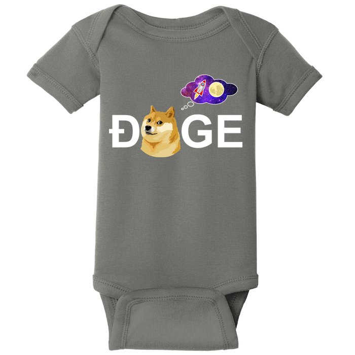 Doge To The Moon Galaxy Cryptocurrency Baby Bodysuit