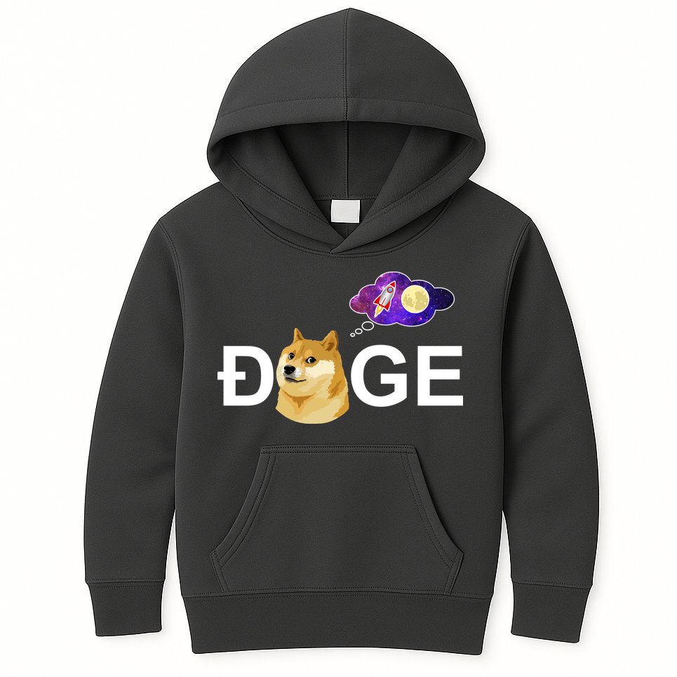 Doge To The Moon Galaxy Cryptocurrency Kids Hoodie