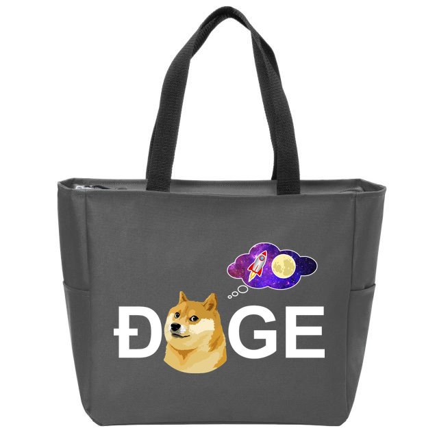 Doge To The Moon Galaxy Cryptocurrency Zip Tote Bag