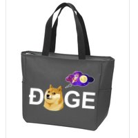 Doge To The Moon Galaxy Cryptocurrency Zip Tote Bag