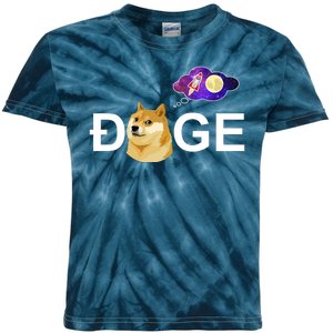 Doge To The Moon Galaxy Cryptocurrency Kids Tie-Dye T-Shirt