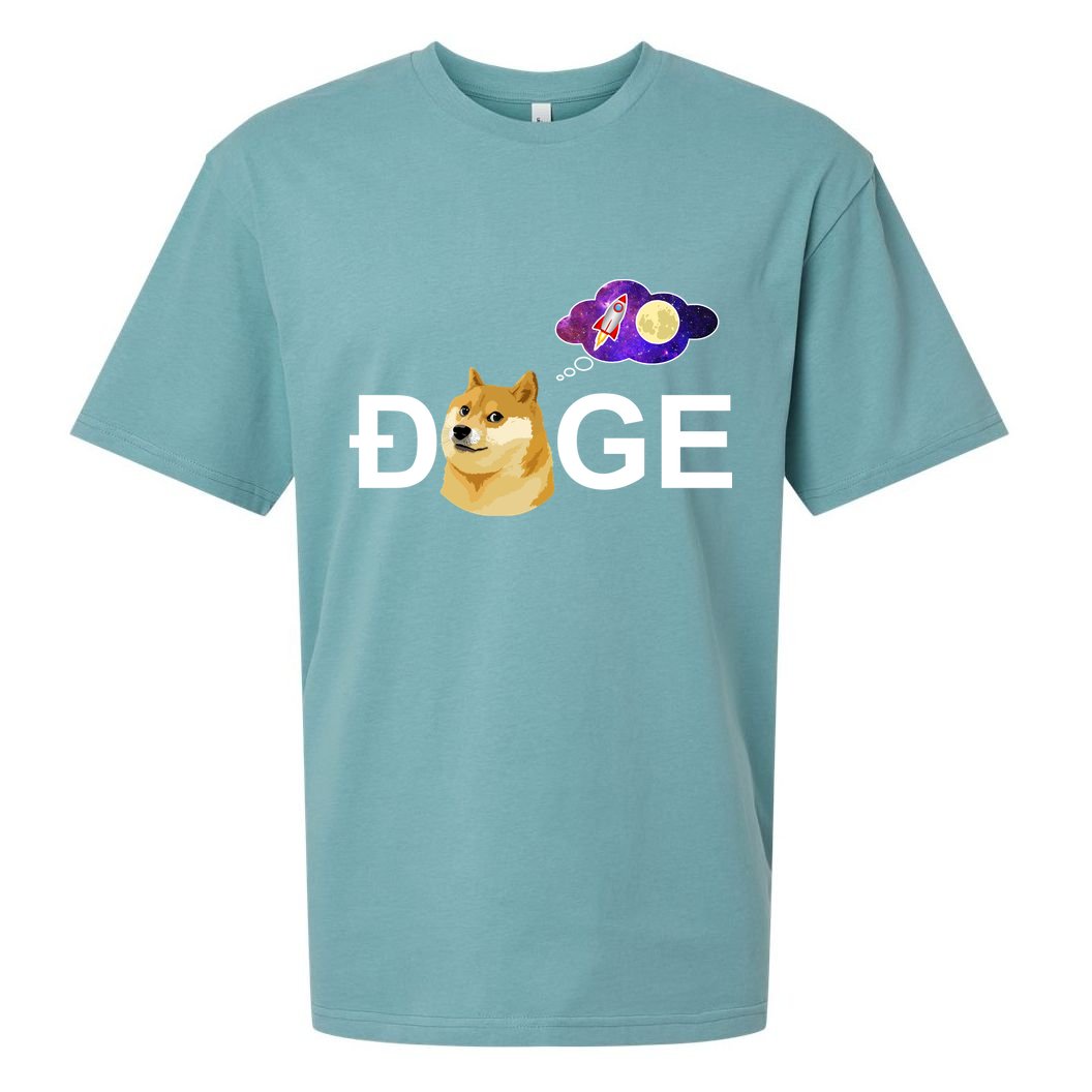 Doge To The Moon Galaxy Cryptocurrency Sueded Cloud Jersey T-Shirt