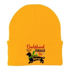 Dachshund Through The Snow Christmas Funny Doxie Dog Lovers Gift Knit Cap Winter Beanie