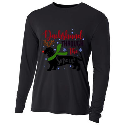 Dachshund Through The Snow Christmas Funny Doxie Dog Lovers Gift Cooling Performance Long Sleeve Crew