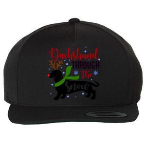 Dachshund Through The Snow Christmas Funny Doxie Dog Lovers Gift Wool Snapback Cap