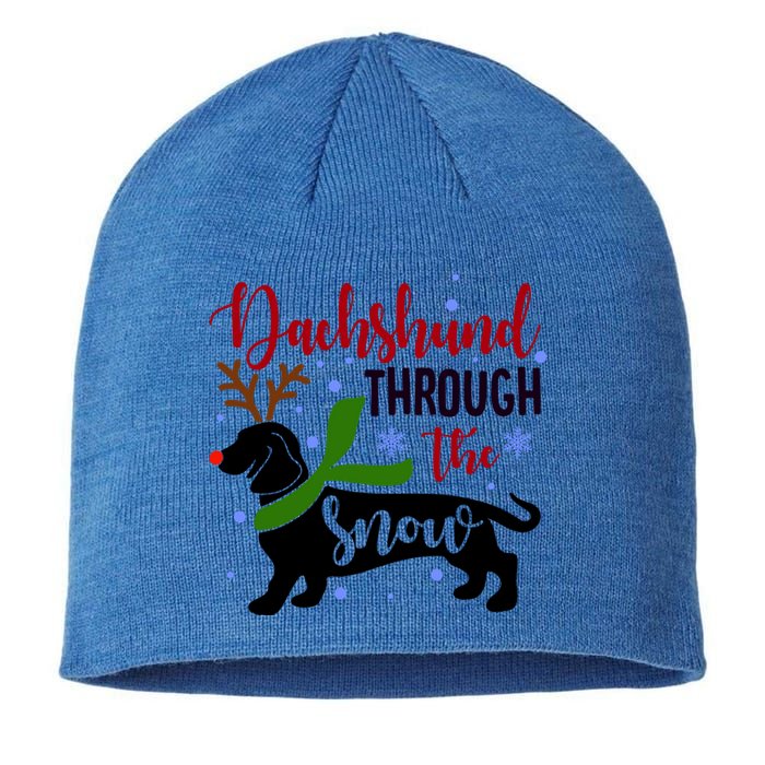 Dachshund Through The Snow Christmas Funny Doxie Dog Lovers Gift Sustainable Beanie