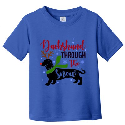 Dachshund Through The Snow Christmas Funny Doxie Dog Lovers Gift Toddler T-Shirt