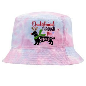 Dachshund Through The Snow Christmas Funny Doxie Dog Lovers Gift Tie-Dyed Bucket Hat