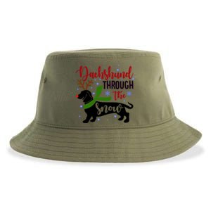 Dachshund Through The Snow Christmas Funny Doxie Dog Lovers Gift Sustainable Bucket Hat