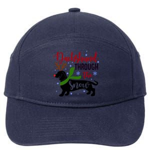 Dachshund Through The Snow Christmas Funny Doxie Dog Lovers Gift 7-Panel Snapback Hat