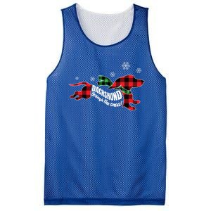 Dachshund Through The Snow Doxie Dog Plaid Christmas Gift Mesh Reversible Basketball Jersey Tank