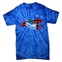 Dachshund Through The Snow Doxie Dog Plaid Christmas Gift Tie-Dye T-Shirt