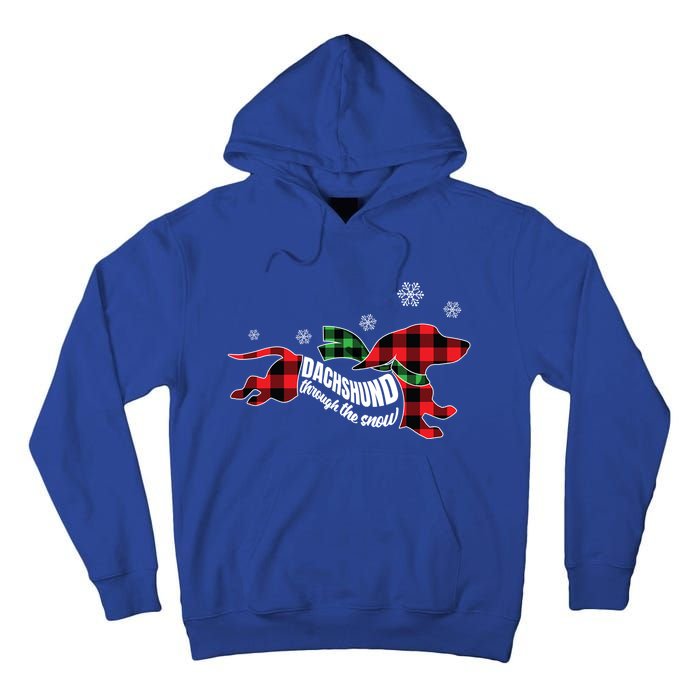 Dachshund Through The Snow Doxie Dog Plaid Christmas Gift Tall Hoodie