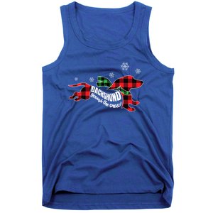 Dachshund Through The Snow Doxie Dog Plaid Christmas Gift Tank Top