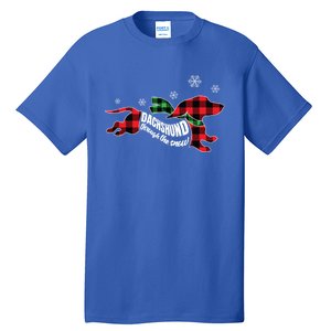 Dachshund Through The Snow Doxie Dog Plaid Christmas Gift Tall T-Shirt