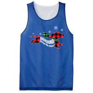 Dachshund Through The Snow Doxie Dog Plaid Christmas Gift Mesh Reversible Basketball Jersey Tank