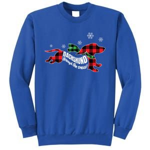 Dachshund Through The Snow Doxie Dog Plaid Christmas Gift Tall Sweatshirt