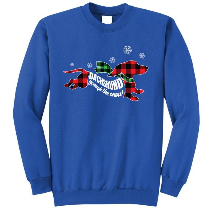 Dachshund Through The Snow Doxie Dog Plaid Christmas Gift Tall Sweatshirt