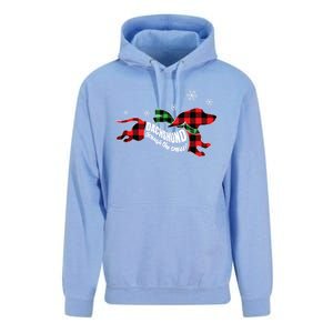 Dachshund Through The Snow Doxie Dog Plaid Christmas Gift Unisex Surf Hoodie