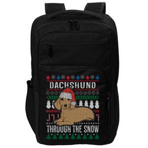 Dachshund Through The Snow Ugly Christmas Gift Impact Tech Backpack