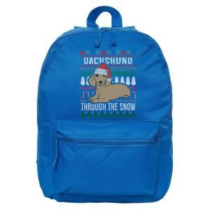 Dachshund Through The Snow Ugly Christmas Gift 16 in Basic Backpack