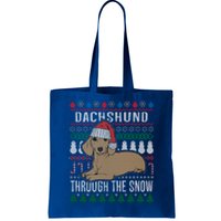 Dachshund Through The Snow Ugly Christmas Gift Tote Bag