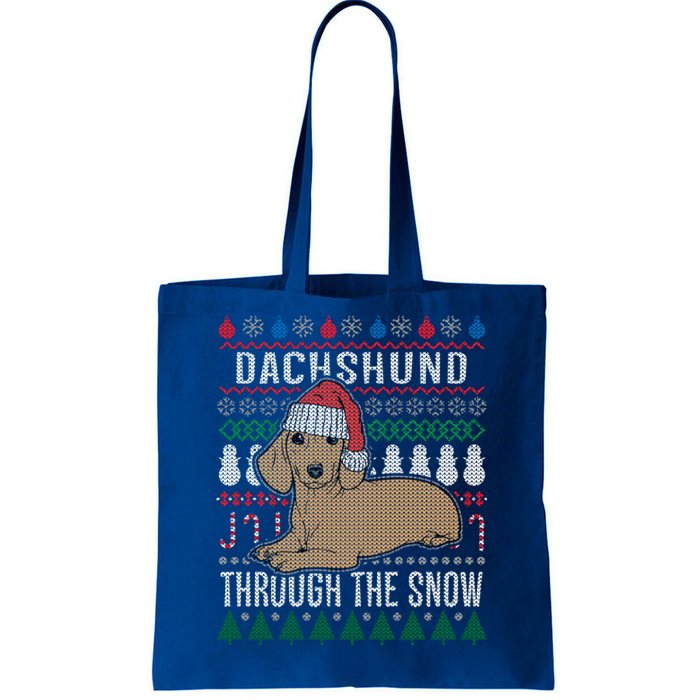 Dachshund Through The Snow Ugly Christmas Gift Tote Bag