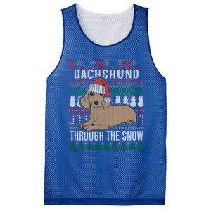 Dachshund Through The Snow Ugly Christmas Gift Mesh Reversible Basketball Jersey Tank