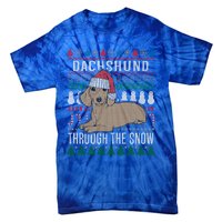 Dachshund Through The Snow Ugly Christmas Gift Tie-Dye T-Shirt