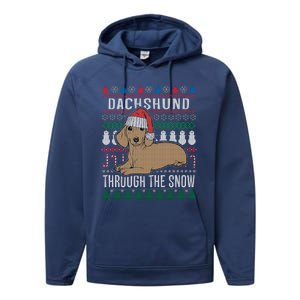 Dachshund Through The Snow Ugly Christmas Gift Performance Fleece Hoodie