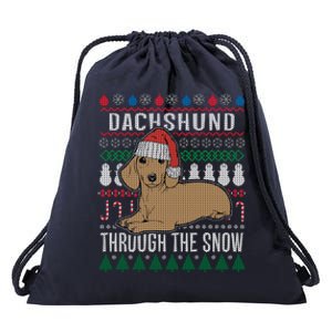 Dachshund Through The Snow Ugly Christmas Gift Drawstring Bag