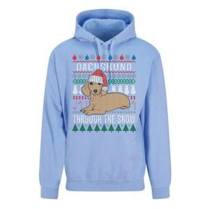 Dachshund Through The Snow Ugly Christmas Gift Unisex Surf Hoodie