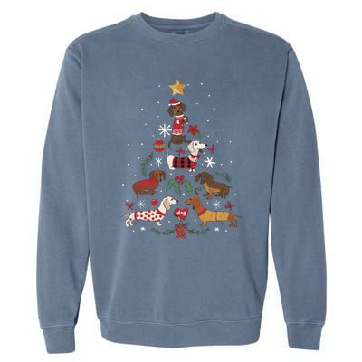 Dachshund Through The Snow Funny Dog Christmas Tree Cool Gift Garment-Dyed Sweatshirt