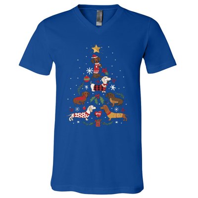 Dachshund Through The Snow Funny Dog Christmas Tree Cool Gift V-Neck T-Shirt