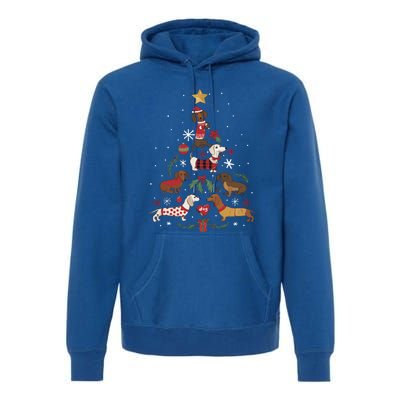 Dachshund Through The Snow Funny Dog Christmas Tree Cool Gift Premium Hoodie