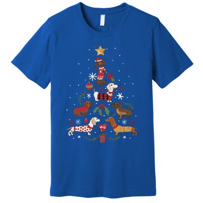 Dachshund Through The Snow Funny Dog Christmas Tree Cool Gift Premium T-Shirt