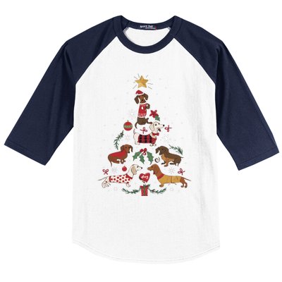 Dachshund Through The Snow Funny Dog Christmas Tree Cool Gift Baseball Sleeve Shirt