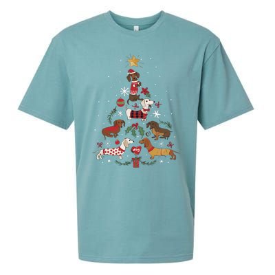 Dachshund Through The Snow Funny Dog Christmas Tree Cool Gift Sueded Cloud Jersey T-Shirt