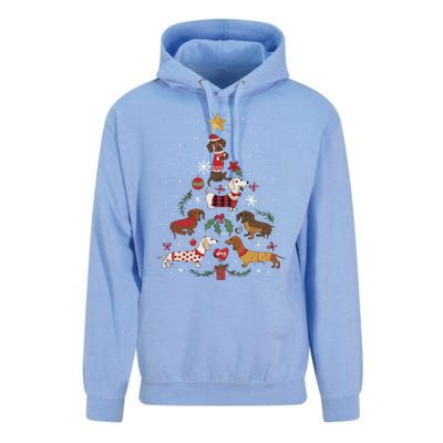 Dachshund Through The Snow Funny Dog Christmas Tree Cool Gift Unisex Surf Hoodie