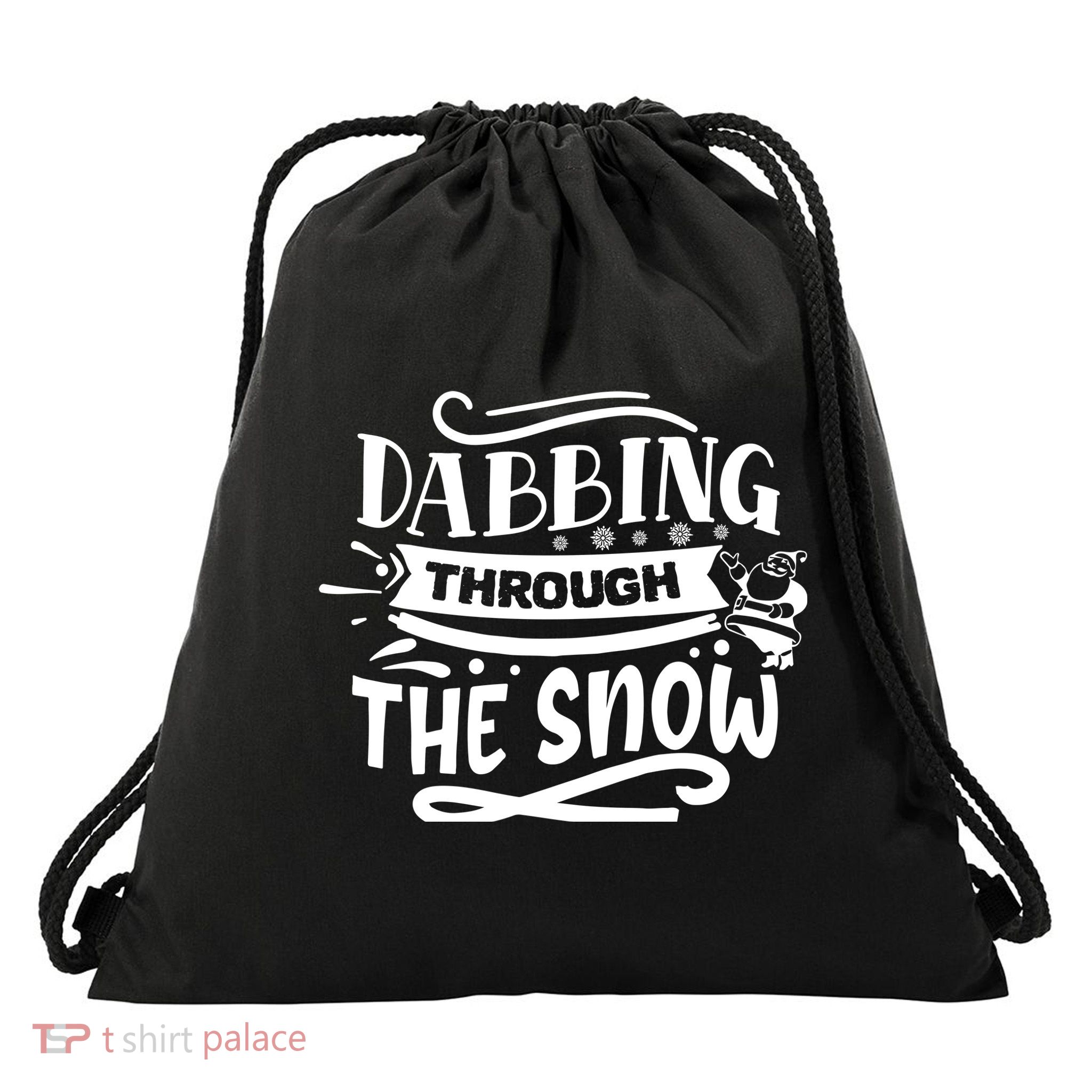Dabbing Through The Snow Santa Claus Drawstring Bag