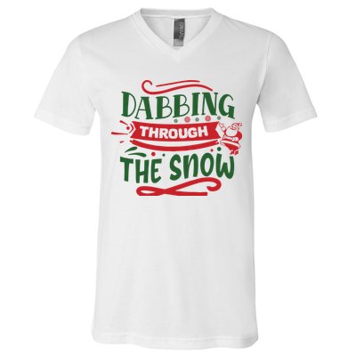 Dabbing Through The Snow Santa Claus V-Neck T-Shirt