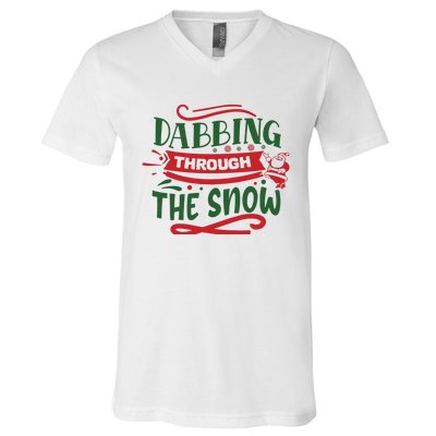 Dabbing Through The Snow Santa Claus V-Neck T-Shirt