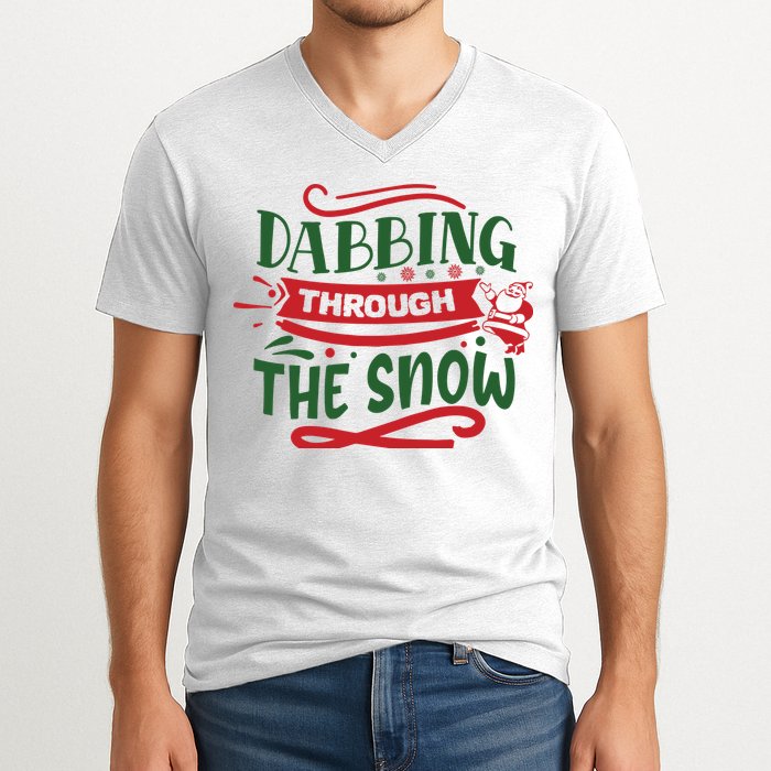 Dabbing Through The Snow Santa Claus V-Neck T-Shirt