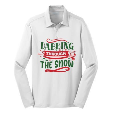 Dabbing Through The Snow Santa Claus Silk Touch Performance Long Sleeve Polo